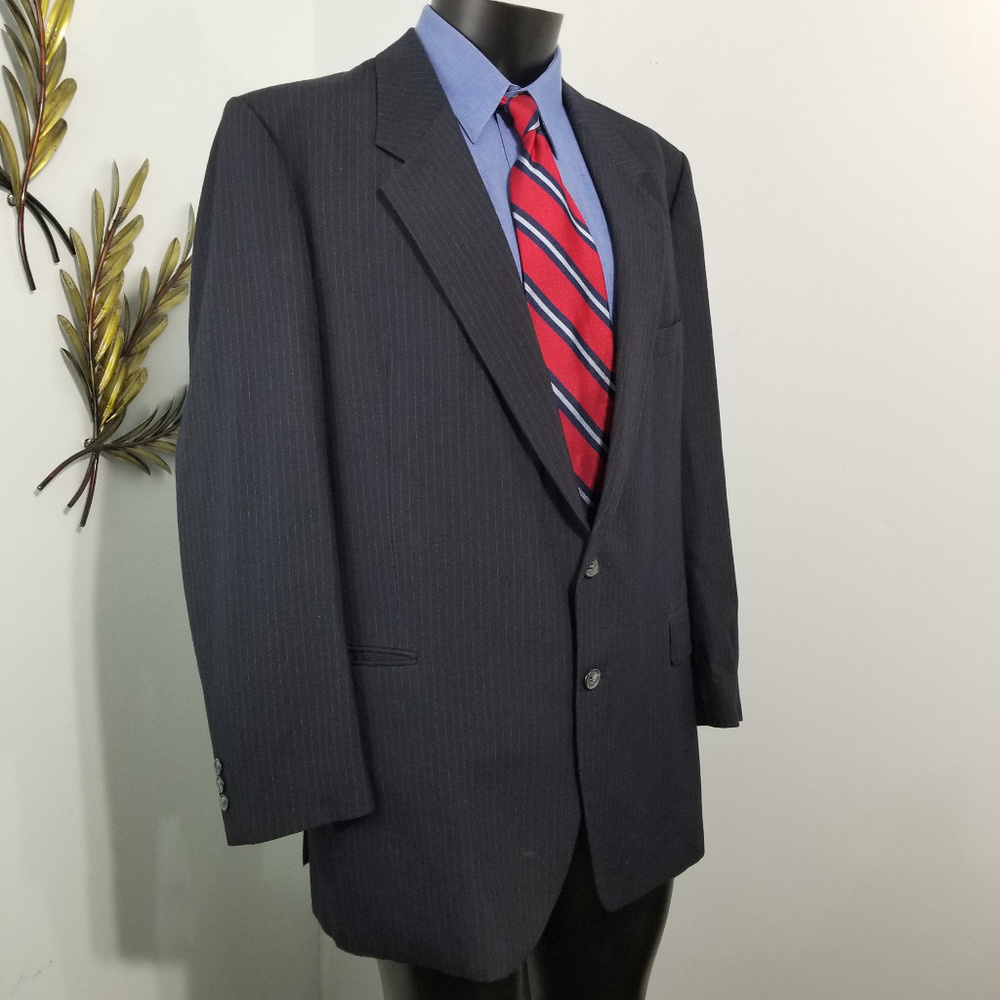 Yves Saint Laurent Jacket Sport Coat Stripes Navy